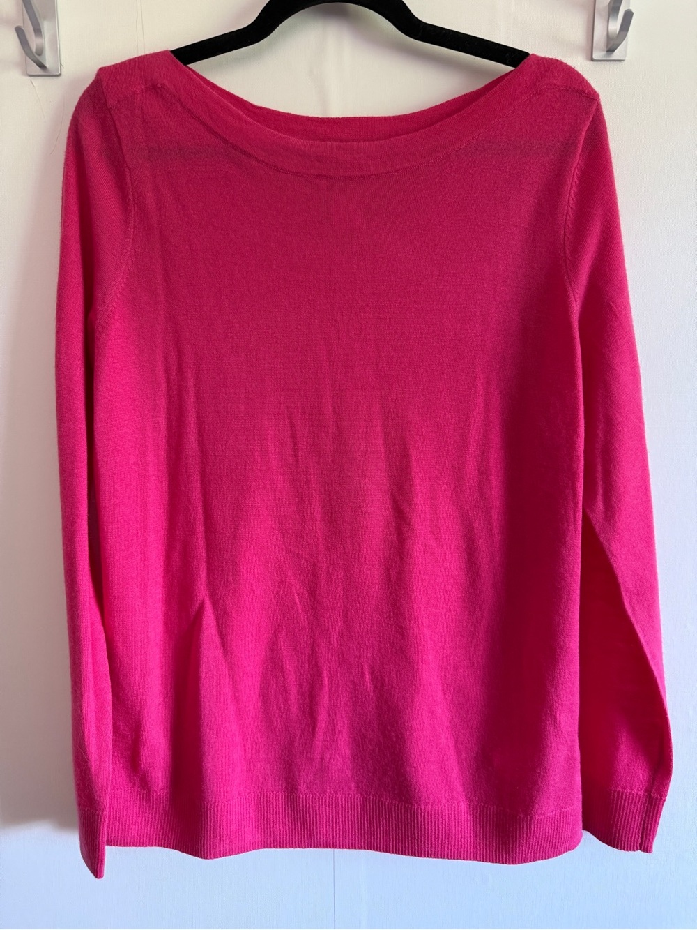 Ellen Tracy 100% Extra Fine Merino Wool Sweater Women’s Large Pink Boat Neck